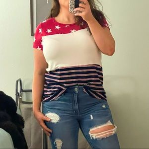 Patriotic Stars/Stripes Boutique Top Medium